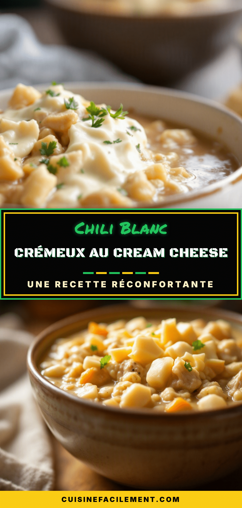 chili blanc crémeux au cream cheese recipe