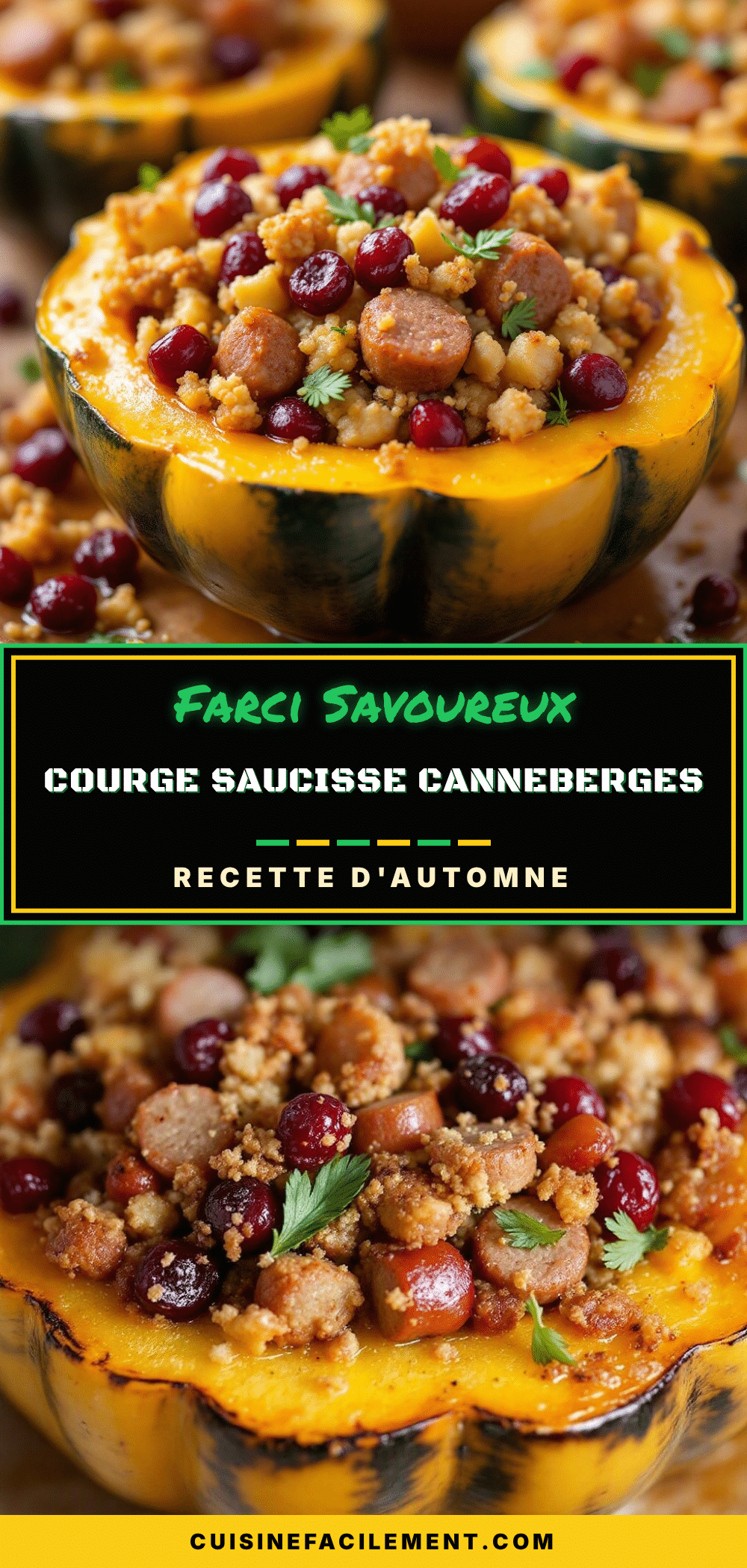 farci à la courge et sauce canneberges recipe