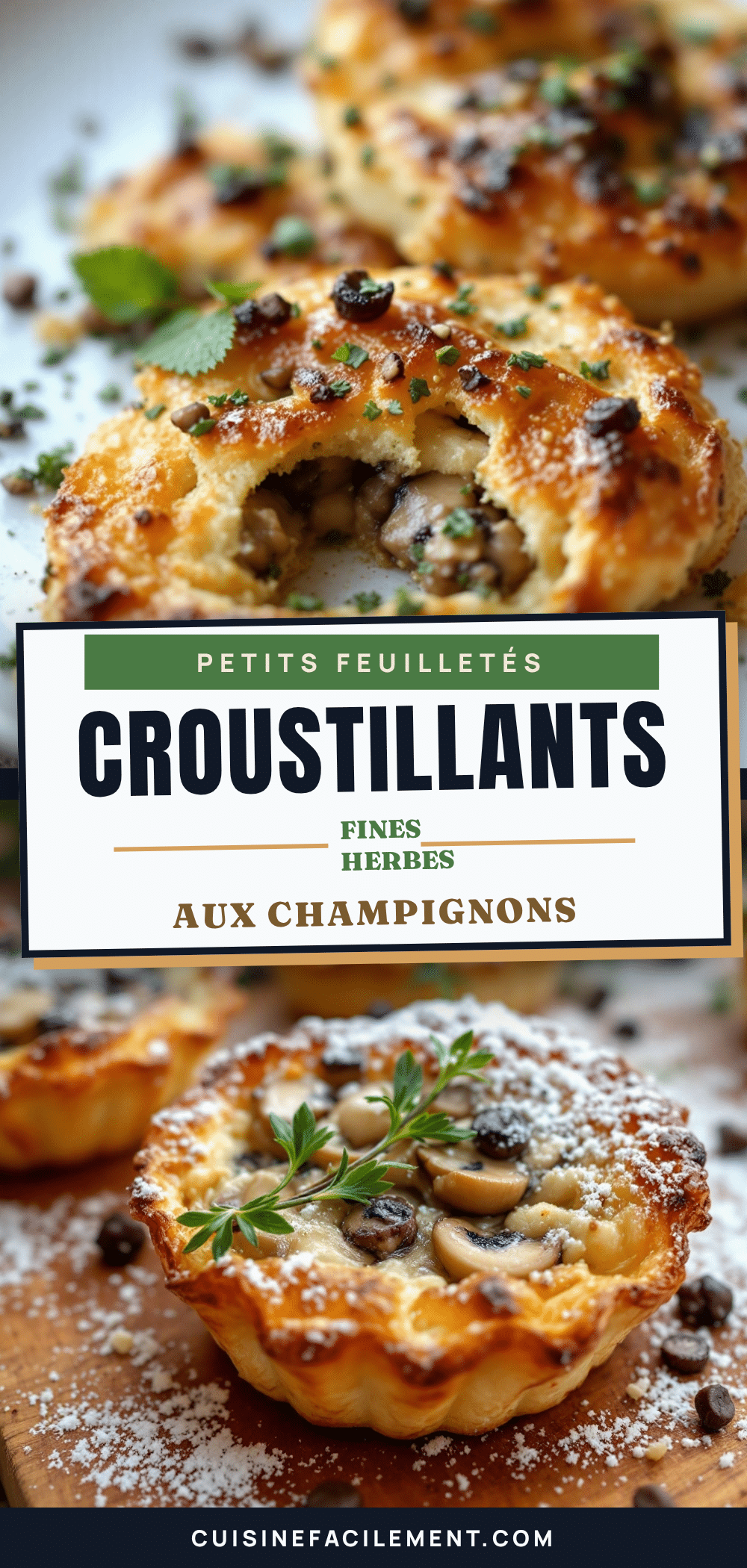 petits feuilletés aux champignons et fines herbes recipe