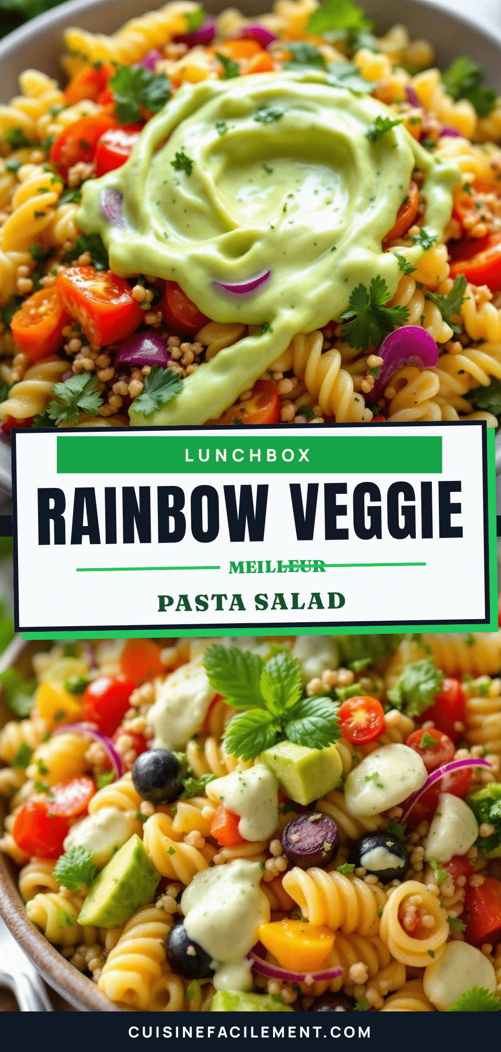 Salade de pâtes arc-en-ciel aux légumes pour lunchbox recipe