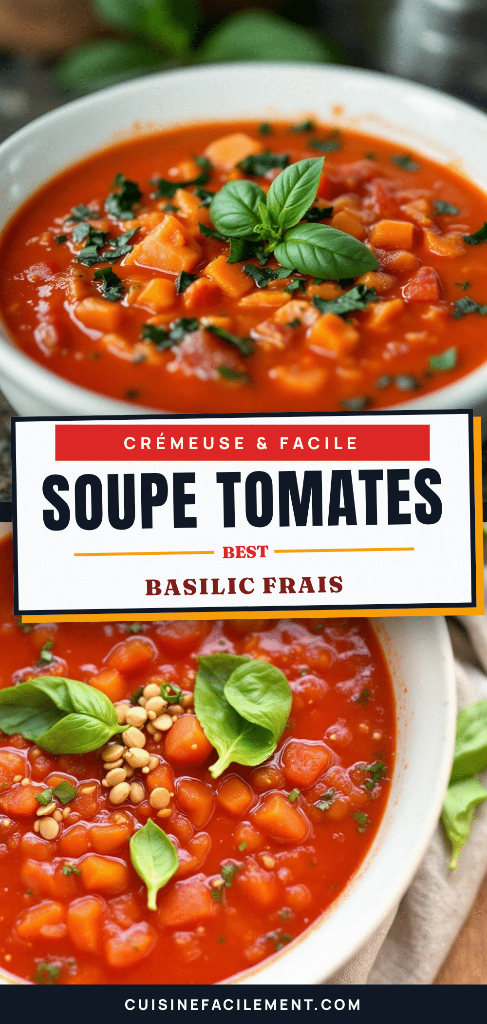 Soupe tomates basilic crémeuse et facile recipe