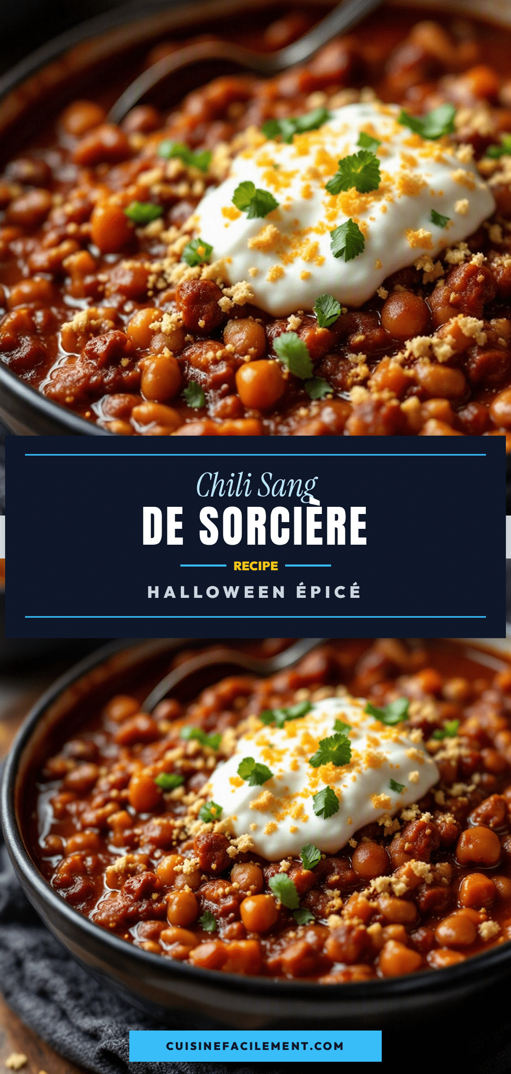 Chili Con Carne Sang de Sorcière Halloween recipe